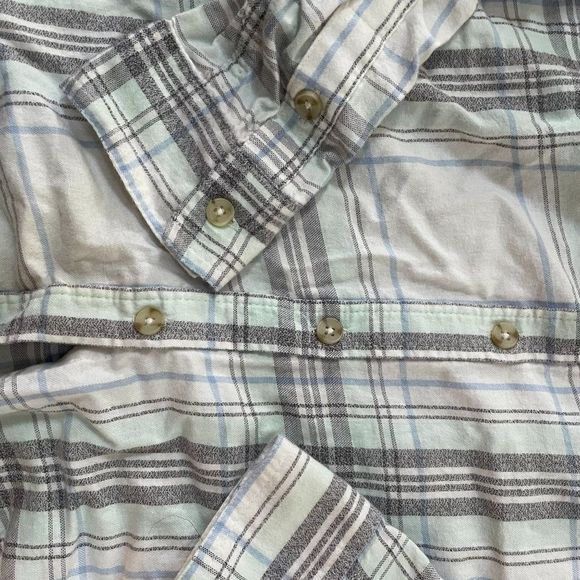 Perfect Shirt Women's Gray & White Long Sleeve Plaid Button Up Shirt Size Small - Picture 4 of 6